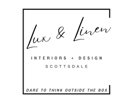 LUX & LINEN INTERIORS + DESIGN SCOTTSDALE DARE TO THINK OUTSIDE THE BOX logo