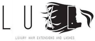 LUXE LUXURY HAIR EXTENSIONS AND LASHES logo