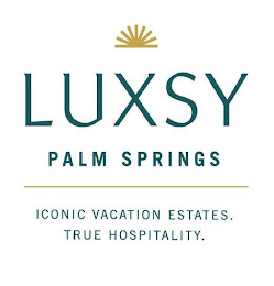 LUXSY PALM SPRINGS ICONIC VACATION ESTATES. TRUE HOSPITALITY. logo