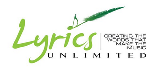 LYRICS UNLIMITED CREATING THE WORDS THAT MAKE THE MUSIC logo