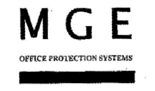 M G E OFFICE PROTECTION SYSTEMS logo