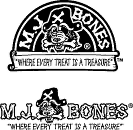 M. J. BONES "WHERE EVERY TREAT IS A TREASURE" logo