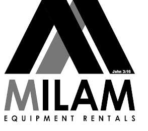M JOHN 3:16 MILAM EQUIPMENT RENTALS logo