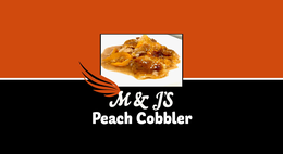 M & J'S PEACH COBBLER logo