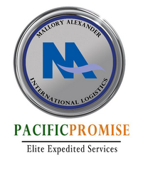 M MALLORY ALEXANDER INTERNATIONAL LOGISTICS PACIFIC PROMISE ELITE EXPEDITED SERVICES logo