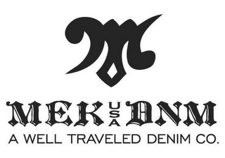 M MEK USA DNM A WELL TRAVELED DENIM CO logo