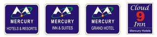 M MERCURY HOTELS & RESORTS M MERCURY INN & SUITES M MERCURY GRAND HOTEL CLOUD 9 INN MERCURY HOTELS logo