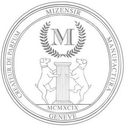 M MIZENSIR MCMXCIX GENEVE CREATEUR DE PARFUM MANUFACTURA logo