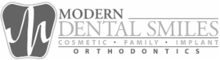 M MODERN DENTAL SMILES COSMETIC · FAMILY · IMPLANT ORTHODONTICS logo