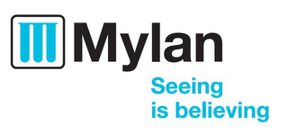 M MYLAN SEEING IS BELIEVING logo