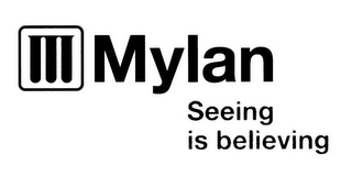 M MYLAN SEEING IS BELIEVING logo