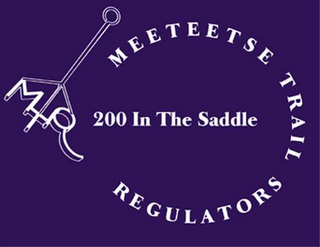 M R MEETEETSE TRAIL REGULATORS 200 IN THE SADDLE logo