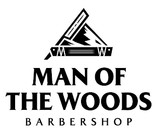 M W MAN OF THE WOODS BARBERSHOP logo