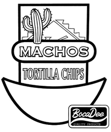 MACHOS TORTILLA CHIPS BOCADELI QUALITY PRODUCT logo