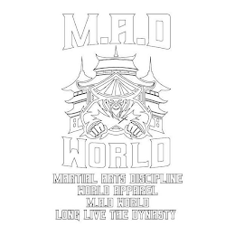 M.A.D WORLD MARTIAL ARTS DISCIPLINE WORLD APPAREL M.A.D WORLD LONG LIVE THE DYNASTY logo