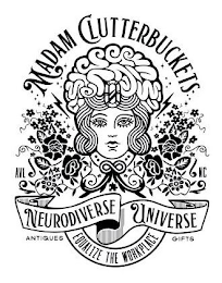 MADAM CLUTTERBUCKETS AVL NC NEURODIVERSE UNIVERSE EQUALIZE THE WORKPLACE ANTIQUES GIFTS logo