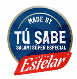 MADE BY TÚ SABE SALAMI SUPER ÉSPECIAL ESTELAR logo