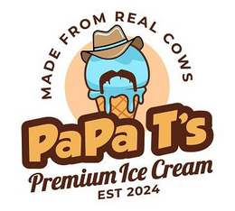 MADE FROM REAL COWS PAPA T'S PREMIUM ICE CREAM EST 2024 logo