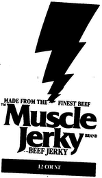 MADE FROM THE FINEST BEEF MUSCLE JERKY BEEF JERKY 12 COUNT logo