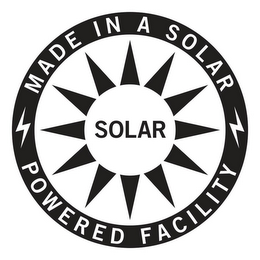 MADE IN A SOLAR POWERED FACILITY SOLAR logo