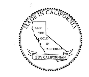 MADE IN CALIFORNIA KEEP THE GOLD IN CALIFORNIA BUY CALIFORNIAN logo