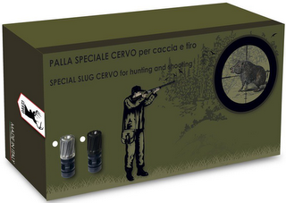 MADE IN ITALY; PALLA SPECIALE CERVO PER CACCIA E TIRO; SPECIAL SLUG CERVO FOR HUNTING AND SHOOTING logo