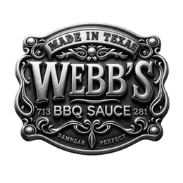 MADE IN TEXAS WEBB'S 713 BBQ SAUCE 281 DAMNEAR PERFECT logo