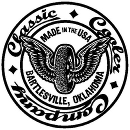 MADE IN THE USA BARTLESVILLE, OKLAHOMA CLASSIC COOLER COMPANY logo