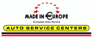MADE IN €UROPE EUROPEAN AUTO SERVICE AUTO SERVICE CENTERS logo