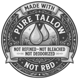 MADE WITH PURE TALLOW NOT REFINED NOT BLEACHED NOT DEODORIZED NOT RBD logo