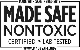 MADE WITH SAFE INGREDIENTS MADE SAFE NONTOXIC CERTIFIED LAB TESTED WWW.MADESAFE.ORG logo