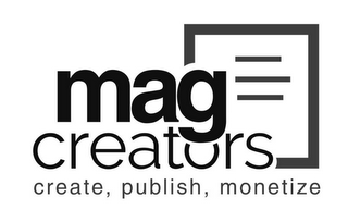 MAGCREATORS CREATE, PUBLISH, MONETIZE logo