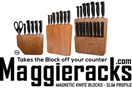 MAGGIERACKS.COM TAKES THE BLOCK OFF YOUR COUNTER MAGNETIC KNIFE BLOCKS-SLIM PROFILE logo