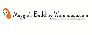 MAGGIE'S BEDDING WAREHOUSE.COM GREAT QUALITY AT TRUE WHOLESALE PRICES! logo