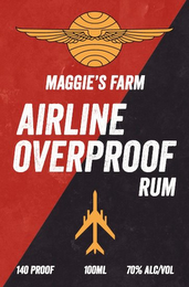 MAGGIE'S FARM AIRLINE OVERPROOF RUM 140 PROOF 100ML 70% ALC/VOL logo