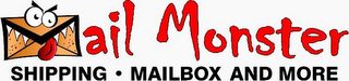 MAIL MONSTER SHIPPING · MAILBOX AND MORE logo
