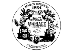 MAISON FONDEE EN 1854 INDE CHINE THE CEYLAN FORMOSE QUALITE SUPERIEURE MARIAGE FRERES M.F. LES MEILLEURS CRUS LA GRANDE TRADITION logo