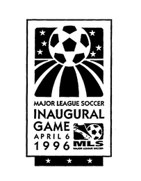 MAJOR LEAGUE SOCCER INAUGURAL GAME APRIL 6 1996 MLS MAJOR LEAGUE SOCCER logo