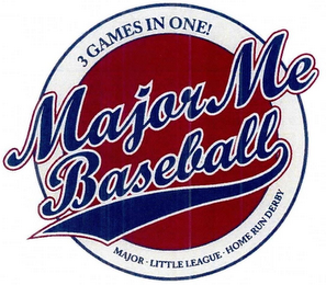 MAJOR ME BASEBALL 3 GAMES IN ONE! MAJOR · LITTLE LEAUGE · HOME RUN DERBY logo