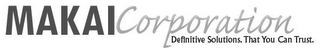 MAKAICOPORATION DEFINITIVE SOLUTIONS. THAT YOU CAN TRUST. logo