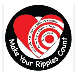 MAKE YOUR RIPPLES COUNT VALUE LIFE · DOGOOD · SHOW COMPASSION BE AN ALLY · SHARE A SMILE BE THE LIGHT logo