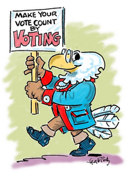 MAKE YOUR VOTE COUNT BY VOTING; FEARING logo