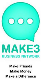 MAKE3 BUSINESS NETWORK MAKE FRIENDS MAKE MONEY MAKE A DIFFERENCE logo