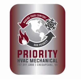 MAKING YOUR COMFORT OUR PRIORITY PRIORITY HVAC MECHANICAL 757.597.4800 CHESAPEAKE, VA logo