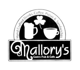 MALLORY'S GASTRO PUB & CAFE HAND CRAFTED DRINKS, COFFEE, PIZZAS & SANDWICHES logo