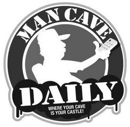 MAN CAVE DAILY WHERE YOUR CAVE IS YOUR CASTLE! logo