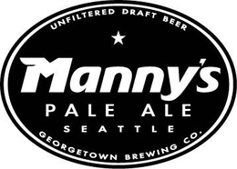 MANNY'S PALE ALE SEATTLE UNFILTERED DRAFT BEER GEORGETOWN BREWING CO. logo