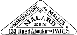 MANUFACTURE DE MALLES MALARD E&M 133 RUE D'ABOUKIR PARIS