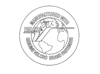 MANUFACTURED WITH GENUINE VELCRO BRAND FASTENERS VELCRO V logo