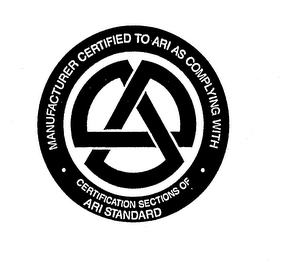 MANUFACTURER CERTIFIED TO ARI AS COMPLYING WITH CERTIFICATION SECTIONS OF ARI STANDARD logo